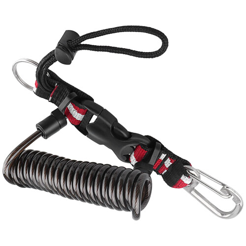 Heavy Type Stainless Steel Spring Coils Lanyard with-Black