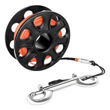 Scubas Diving Reel Finger Spool With Snapping Clip-Black