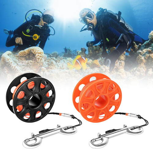 Scubas Diving Reel Finger Spool With Snapping Clip-Black 2