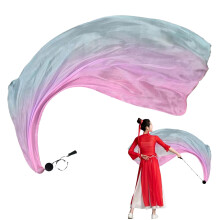 Multi-Color Dance Silk Veil Poi - Colorful Silk Flag Ribbon Streamer for Belly Dance Practice in Pink, Blue, Purple