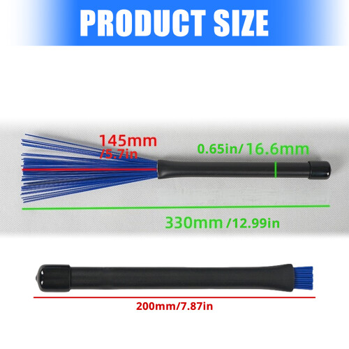 1Pair Nylon Drumsticks Brushes Rods Drum Brush Multi-Rod-Black 2