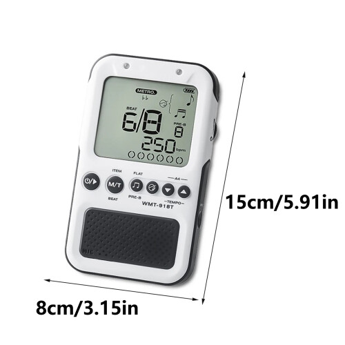 Rechargeable Digital Metronome Tuner Music Practice Tool-White 1