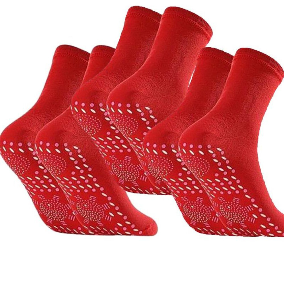 (red, 3Pairs) 1/3/5pairs Self-heating Socks Winter Warm Thermal Health Care Socks Short Sock-image-OPC-PKCBBPV-NEW
