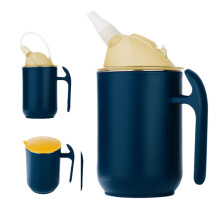 Elderly Spill Proof Cup - Safe Drinking Mug for Patients with Lid, Blue Hospital Cup for Disorders and Disabled Individuals