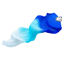 Extended Faux Silk Belly Dance Fan Veils 47 Inch Long Folding Fans for Dance Shows and Performances in Multiple Colors