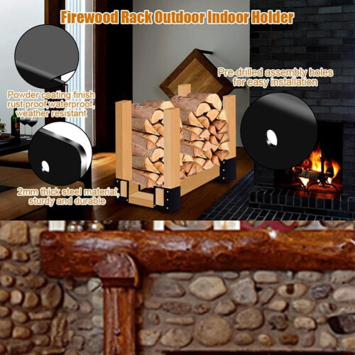 Efficient Firewood Storage Rack Bracket Kit - Sturdy Adjustable Length Design for Indoor/Outdoor Use 2