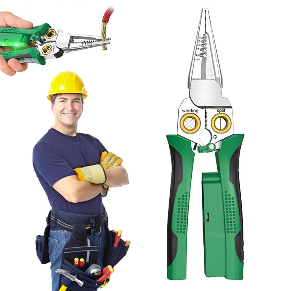 Wire Stripper Twister, 8 In 1 Wire Stripper With Voltage Tester Pliers For Safe Wire Cutting And Pulling 6447073475979