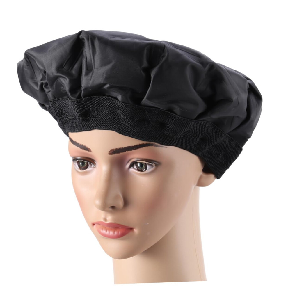 Black Microwavable Thermal Hair Heat Cap With Gel For Hair Treatment, Wireless Heated Steamer For Home And Salon Use
