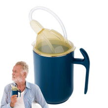 Adult Sippy Cups for Elderly, Spillproof Hospital Mugs with Ergonomic Design, Easy Grip Handles, Blue Color