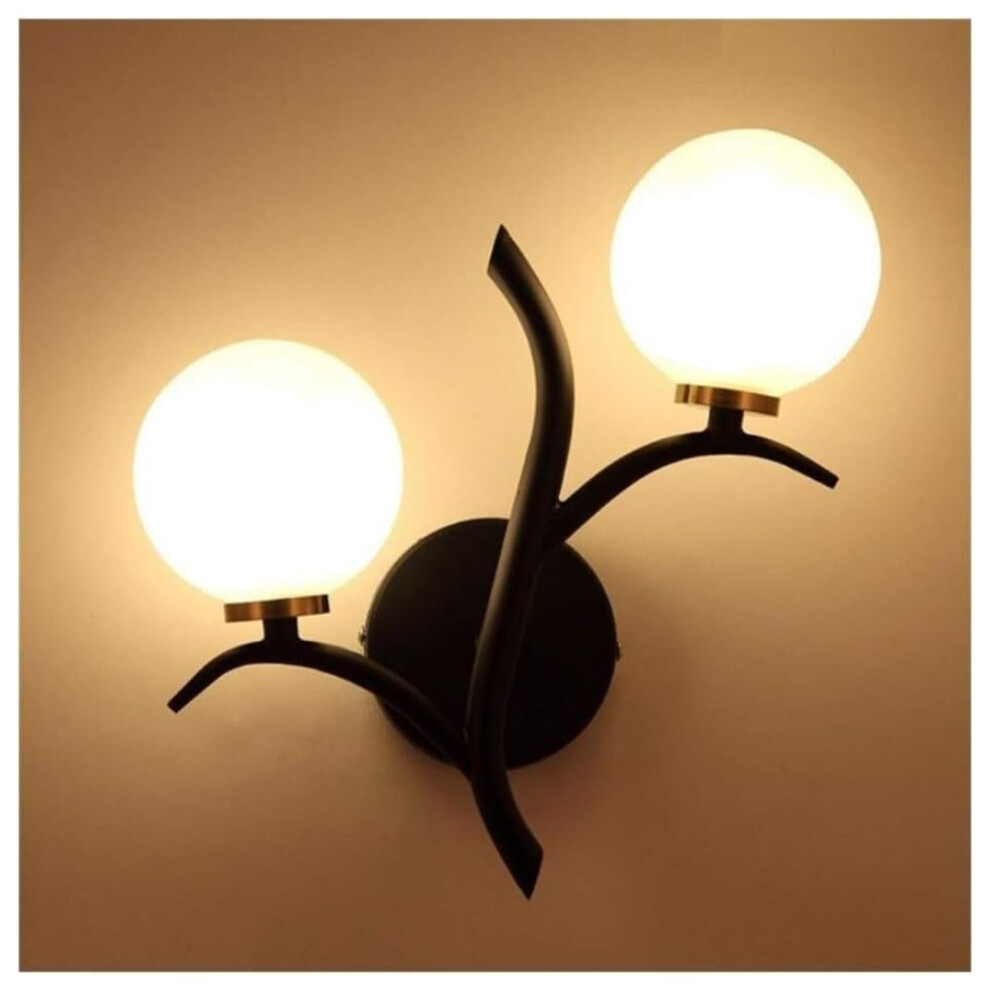 Wall Sconce Modern Metal Bedside Lamp With Glass Lampshade For Bedroom Corridor Balcony Finish Light/Black