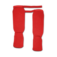 Red Karate Protective Gear Shin Guards for Boxing and Taekwondo Training, Size M, Red Color, Instep Protection