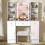Dressing Table，with LED Mirror，3 Drawers，Makeup Vanity Table，for girls 4