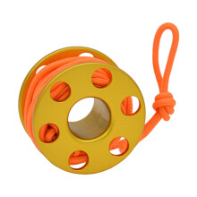 Aluminum Alloys Small Spool Finger Reel Pendants-Gold Orange