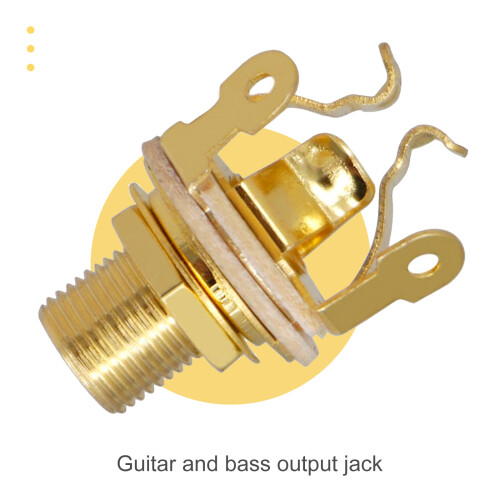1/4Inch 6.35mm Mono Jacks Socket Nut and-Gold single pack 1