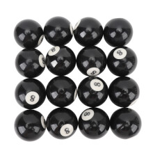 16pcs Pool Eight Ball 2.3in Diameter Black Resin