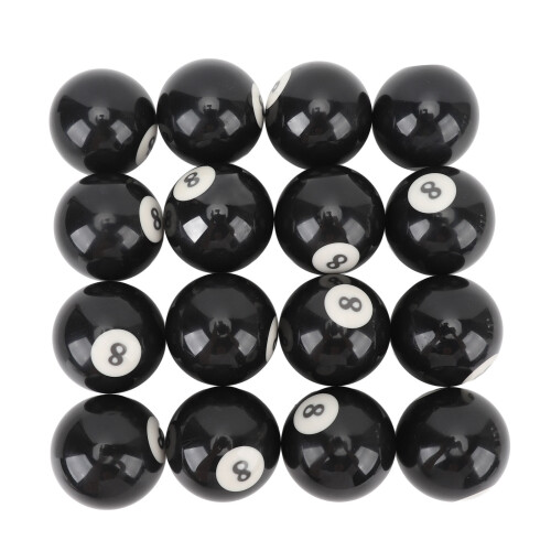 16pcs Pool Eight Ball 2.3in Diameter Black Resin