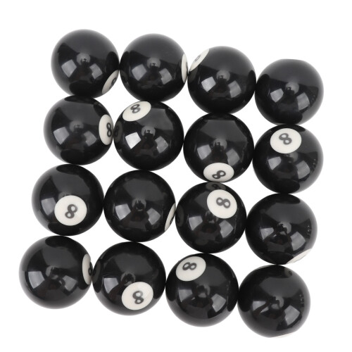 16pcs Pool Eight Ball 2.3in Diameter Black Resin 2