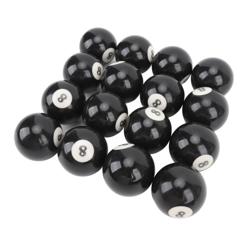 16pcs Pool Eight Ball 2.3in Diameter Black Resin 1