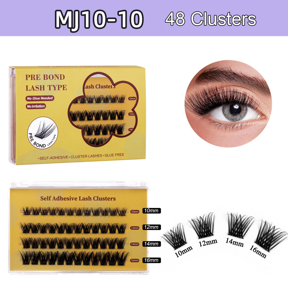 False Eyelash Clusters Kit - 10-16mm Black Self-Adhesive Lash Sets
