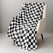 (Black, 150x200cm(Adults/Queen)) Checkerboard Pattern Blanket, Soft Comfortable Plaid Print Throw Blanket, Christmas Decor Warm Napping Blanket for Home Office Living Room