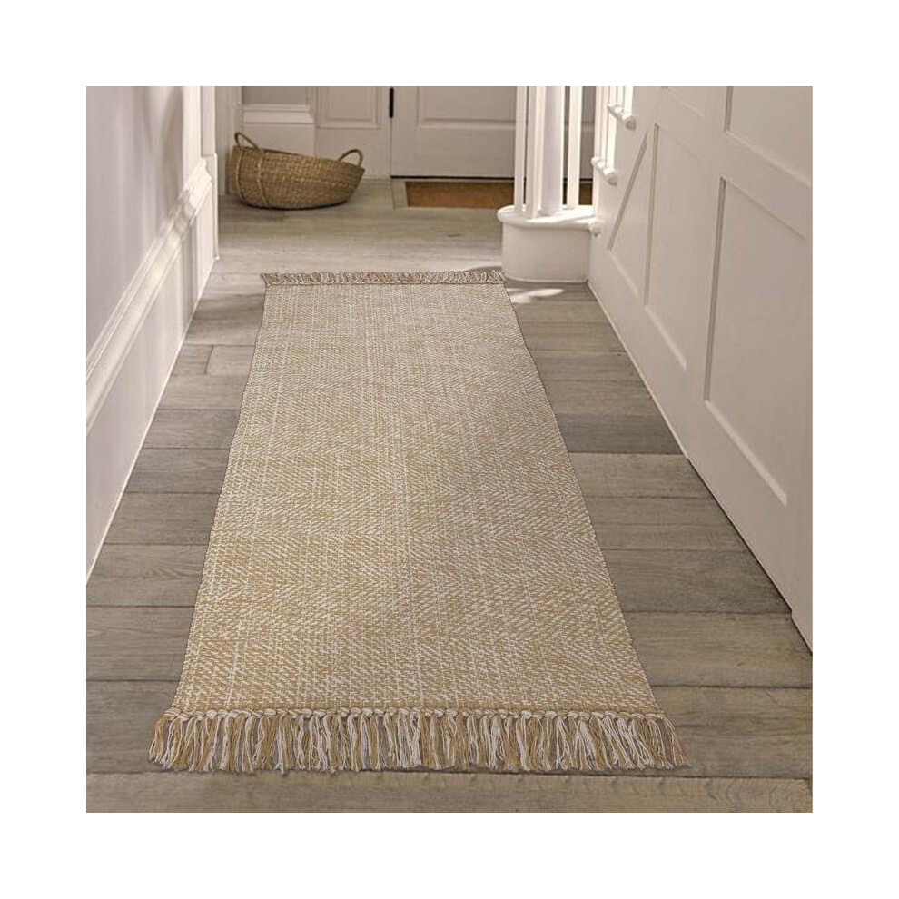 (Beige, 60*180Cm/23.62*70.87Inch) Boho Runner Rug, 1 Count Non-Slip Washable Floor Mat, Boho Style Rug Decorative Throw Carpet For Home Living Room Be 5052655480817