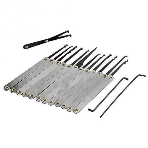 15Pcs Pick Training Kit with Broken Key Remover, Tension Wrench Tool, Locksmith Extractor Tools Kit