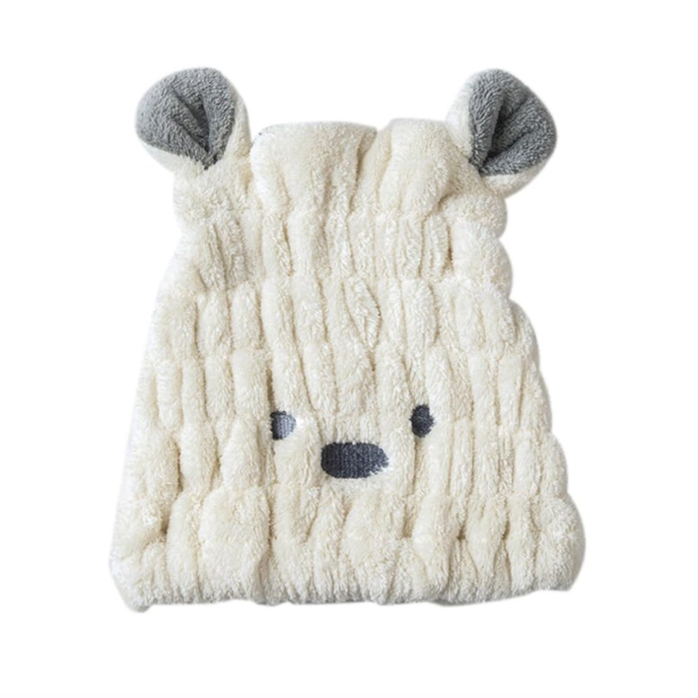 Fluffy Headscarf Bath Cap for Long Hair, Beige Quick-Drying Hair Towel, Strong Absorbent Shower Cap