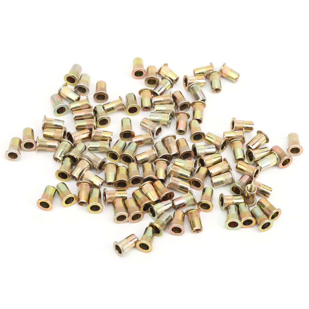 100Pcs Rivet Nut Color Zinc Plated Flat Head