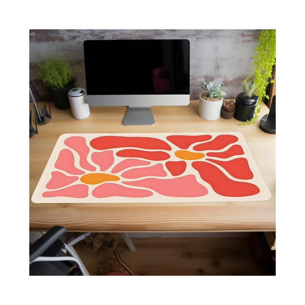 (Multicolor, 35.4*15.7Inches(90X40cm)) Abstract Flower Pattern Mouse Pad, Geometric Pattern Large Mouse Pad, Natural Rubber Non-Slip Keyboard Pad, Des 5052655480411