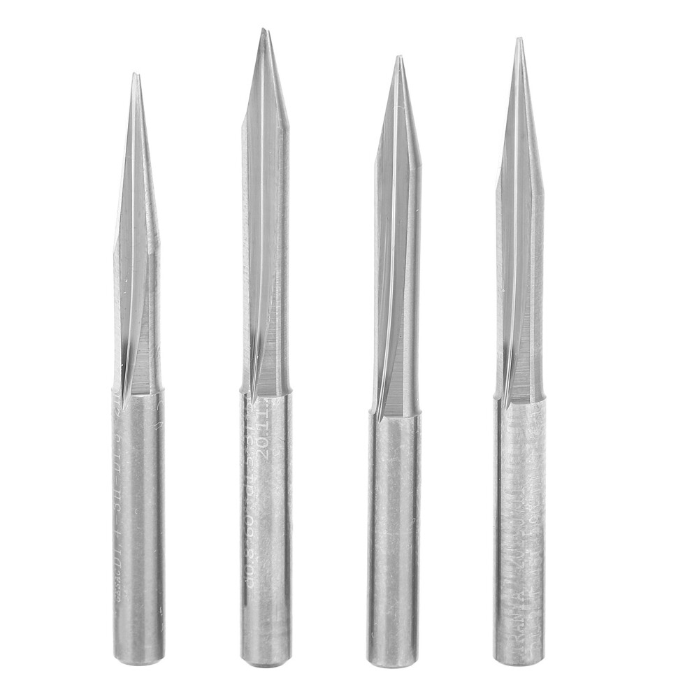 4Pcs VShaped Carving Cutter 2Edged Engraving Bit
