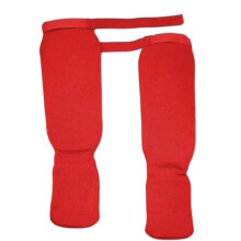 Shin Instep Guards for Kickboxing Muay Thai MMA - Thick Red Leg and Foot Protectors, Size Small Calf Guards