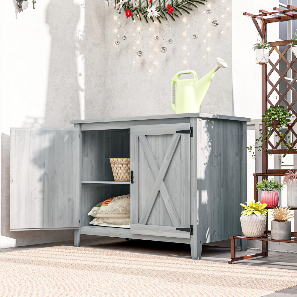 Rackhams Light/Grey Wooden Garden Shed Tool Cabinet 110 X 60 X 88.5 Cm, - Image 3