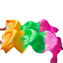 Silky Belly Dance Fan Veils 180x90cm Rayon Folding Fans Set 1 Left Hand 1 Right Hand Real Silk FS82