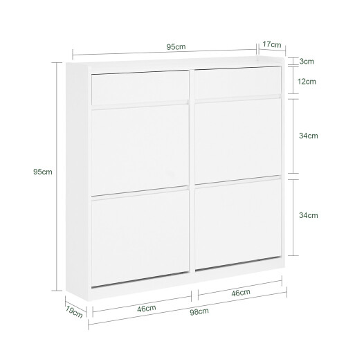 Dulap pantofi SoBuy alb 98x19x95cm 2