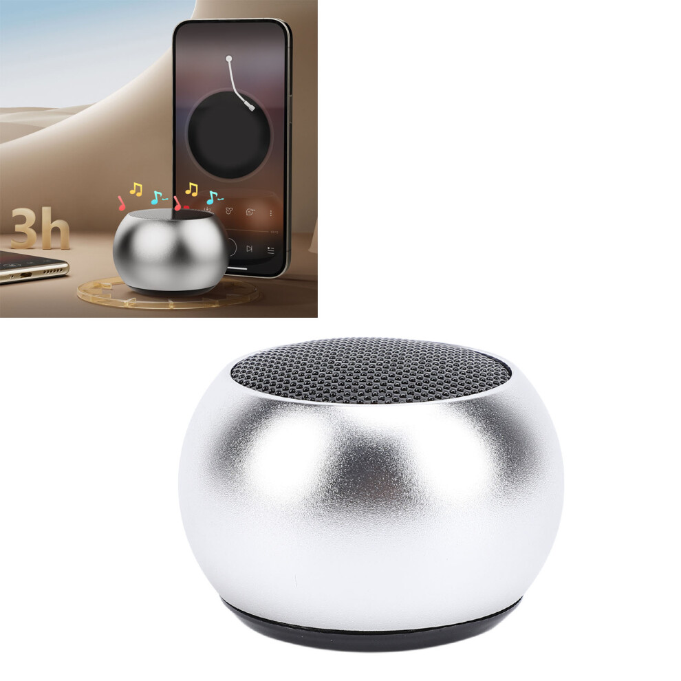 Portable Mini Bluetooth Speaker 300Mah Loud Stereo Sound Silver 4371346735472