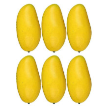(yellow mango) 6Pcs Mangoes Decors Set Artificial Fruit Realistic Mangos Replicas for Culinary Display and Interior Designs Accent