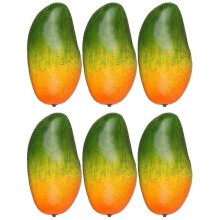 (green mango) 6Pcs Mangoes Decors Set Artificial Fruit Realistic Mangos Replicas for Culinary Display and Interior Designs Accent