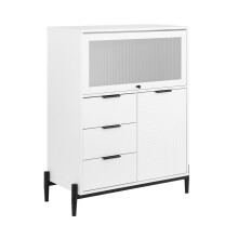 Buffet SoBuy, alb, 86x40x108cm, 3 sertare, 2 uș...
