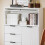 SoBuy Κονσόλα FSB94-W Λευκή 86x40x108cm με 3 Συρτάρια & 2 Πόρτες 4