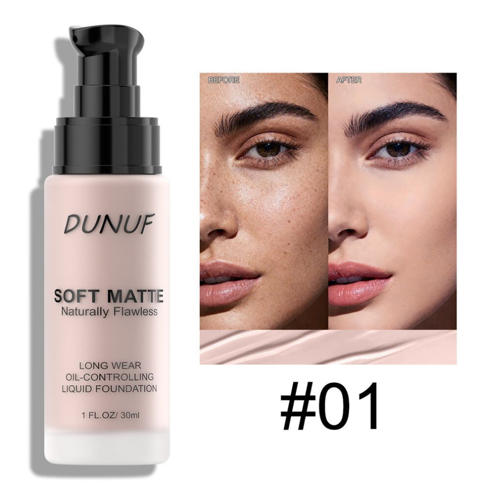 (color01) 1pc 3-color Liquid Foundation Matte Finish, Delicate And Smooth, Natural-image-OPC-PKCBSHT-NEW