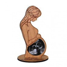 Baby Ultrasound Photo Frame Wooden Pregnant Woman Photo Holder Standing Sonogram Picture Frame Baby Keepsake Pregnancy Gift for New Moms Dads