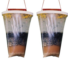 Fly Trap Bags 2 Pack, Hanging Fruit Fly Killer for Outdoor Gardens Farms Cattle Horse Barns, Professional Insect Trap with Bait