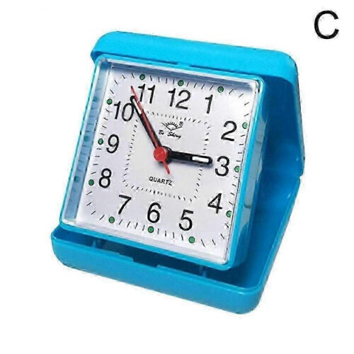(Blue) Alarm Clock Portable No Tick Snooze Silent Small Bedside Clocks