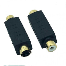 S-Video Male to RCA Female Composite Video Adapter Plug Converter, Mini Din 4 PIN Coupler Extension
