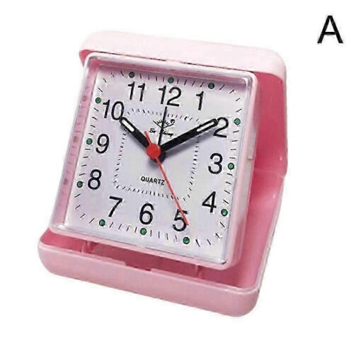(Red) Alarm Clock Portable No Tick Snooze Silent Small Bedside Clocks
