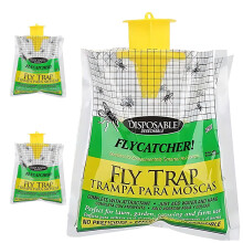 3pcs Disposable Fly Catcher Bags, Outdoor Hanging Fly Trap, Attracts Up to 20,000 Flies, Ready-Baited Water-Activated Catcher