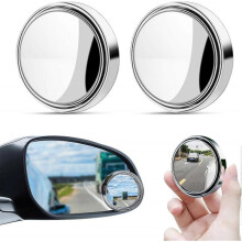 2Pcs 360 Rotatable Blind Spot Mirrors for Cars - HD Silver Glass, Curved Convex Wide Angle, Universal for Cars, SUVs & Trucks, Traffic Safety