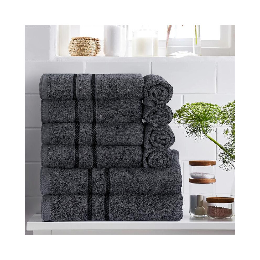 (GREY) 10-Piece CHARKHAH LONDON Cotton Towel Bale Set - Quick Dry, Perfect for Home, Gym, and Hotels Hand Bath Satin-image-OPC-PKCBW8F-NEW