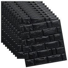 (Black, 20pcs) Solid Color 3D Brick Pattern Wall Sticker, Self-adhesive Wallpaper, Waterproof Wall Decal, Wall Decorative Sticker for Home Living Room