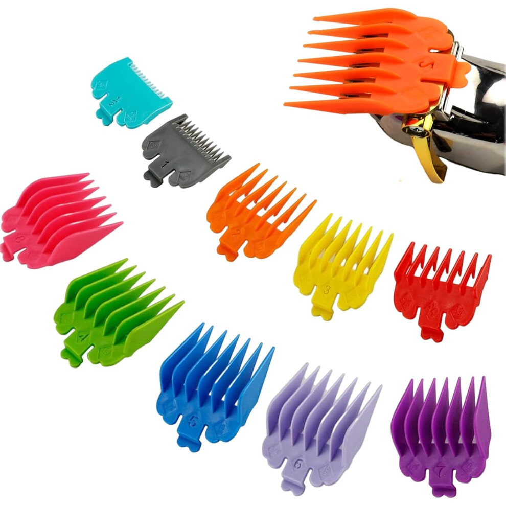 Guards Trimmer & Clipper Combs Set, Multicolor Hair Clipper Guide Attachments, Sizes 1/16 to 1 Inch (1.5mm-25mm)